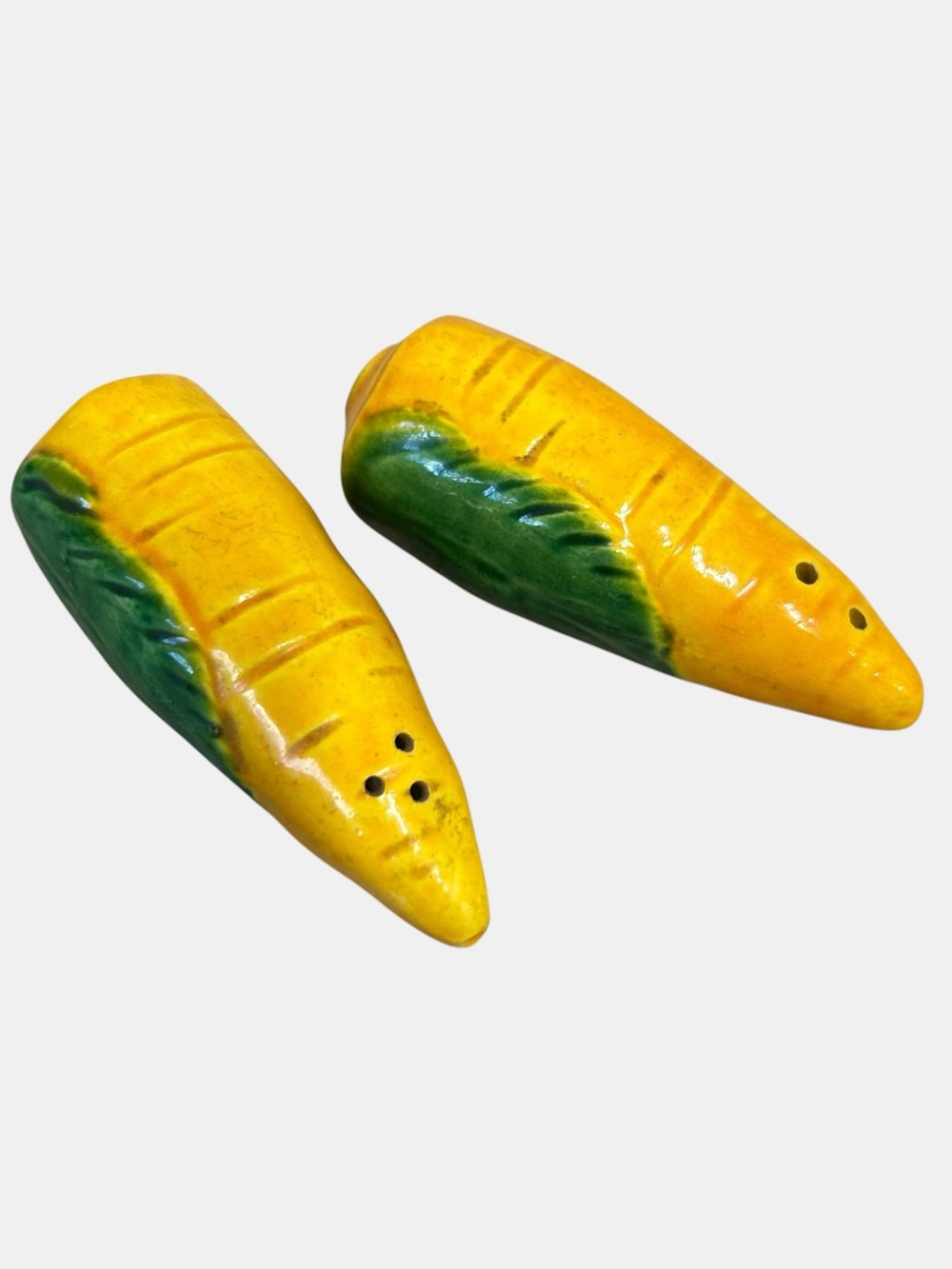 Vintage Ceramic Carrot Salt & Pepper Shakers  Mid Century